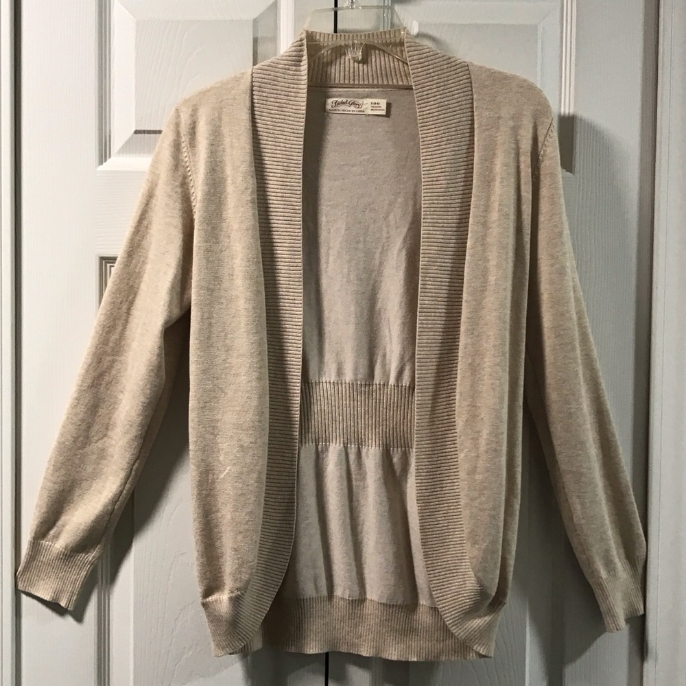 Faded Glory Beige Open Front Cardigan